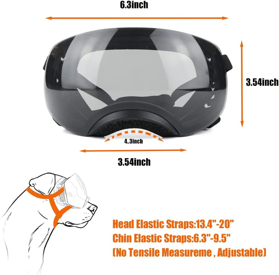 Shingoql Dog Goggles for Medium-Large Breed UV Protection Dog Sunglasses Windproof Snowproof Detachable Lens Dog Eye Protection for Outdoor Sports(Black+Clear Black Lens) Animals & Pet Supplies > Pet Supplies > Dog Supplies > Dog Apparel Shingoql   