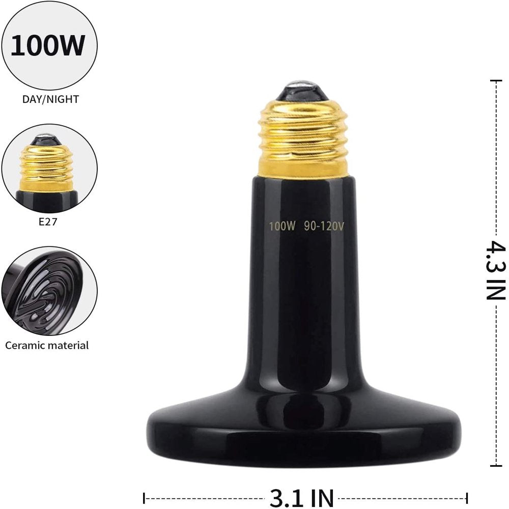 TAMAYKIM 100W Ceramic Heat Emitter Infrared Lamp Bulb for Reptile, No Light Animals & Pet Supplies > Pet Supplies > Reptile & Amphibian Supplies > Reptile & Amphibian Habitat Heating & Lighting TAMAYKIM   