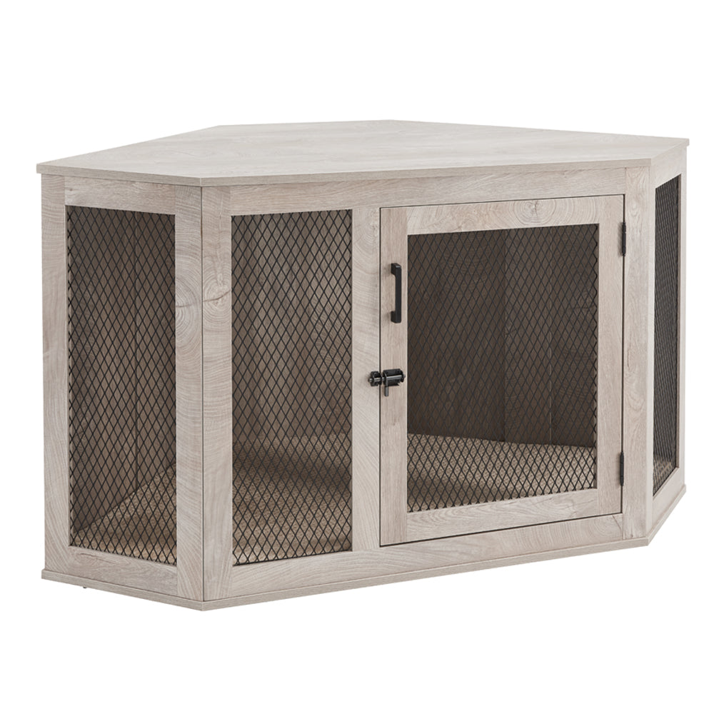 Unipaws Dog House Corner Furniture Style Dog Crate,Wooden Decorative Corner Dog Kennel with Pad Large Animals & Pet Supplies > Pet Supplies > Dog Supplies > Dog Houses Unipaws   