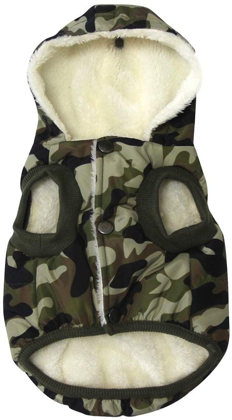 Vecomfy Fleece Lining Extra Warm Dog Hoodie in Winter,Small Dog Jacket Puppy Coats with Hooded,Red S Animals & Pet Supplies > Pet Supplies > Dog Supplies > Dog Apparel Yingxu Green Camo Large (Pack of 1) 