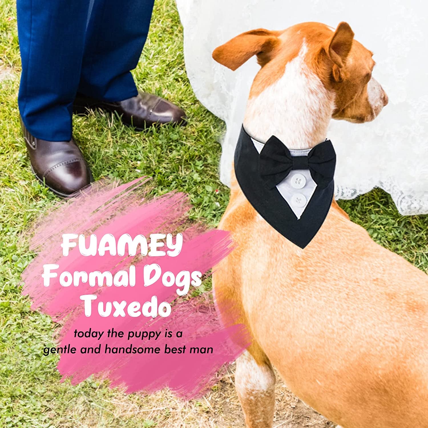 FUAMEY Dog Tuxedo,Formal Dog Wedding Bandana Dog Collar with Bow Tie Dog Birthday Costume Adjustable Pet Party Tux Dog Wedding Attire,Dog Valentines Outfit Cosplay for Small Medium Large Pets Black-S Animals & Pet Supplies > Pet Supplies > Dog Supplies > Dog Apparel FUAMEY   