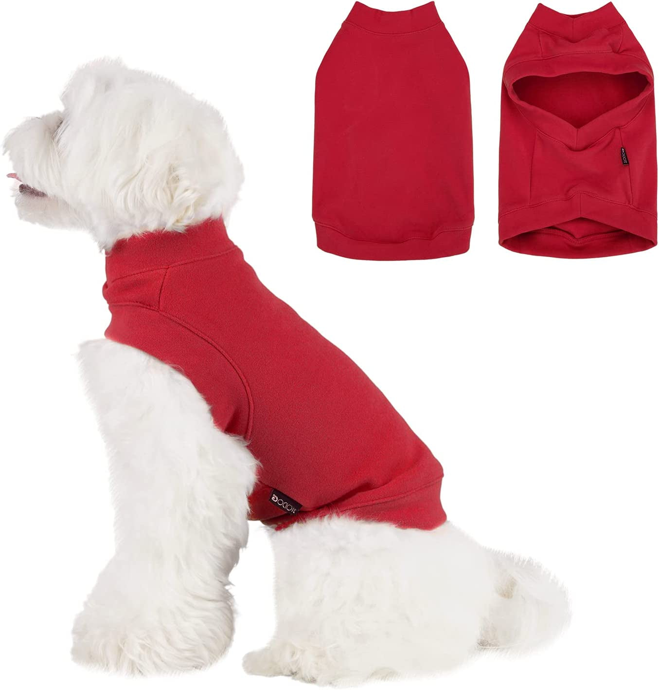 Soft Fleece Dog Sweatshirt - Warm Dog Sweaters for Small Medium Dogs Cats Cold Weather - Cat Sweater Pullover Stretchy Hoodie Easy on - Comfortable Dog Winter Clothes Pet Sweaters Vest for Doggie Animals & Pet Supplies > Pet Supplies > Dog Supplies > Dog Apparel Dociote Red L 