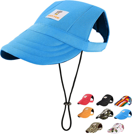 HIGH PAW Dog Hat Sun Hat Baseball Cap Trucker Hat Dog Hats for Small Medium Large Dogs with Ear Holes Adjustable Drawstring Breathable Waterproof Design UV Protection Outdoor All Season, Blue Animals & Pet Supplies > Pet Supplies > Dog Supplies > Dog Apparel HIGH PAW Blue Large 