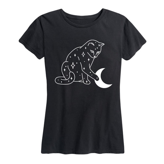 Instant Message - Starry Cat - Women'S Short Sleeve Graphic T-Shirt Animals & Pet Supplies > Pet Supplies > Cat Supplies > Cat Apparel Air Waves Regular Women 2XL
