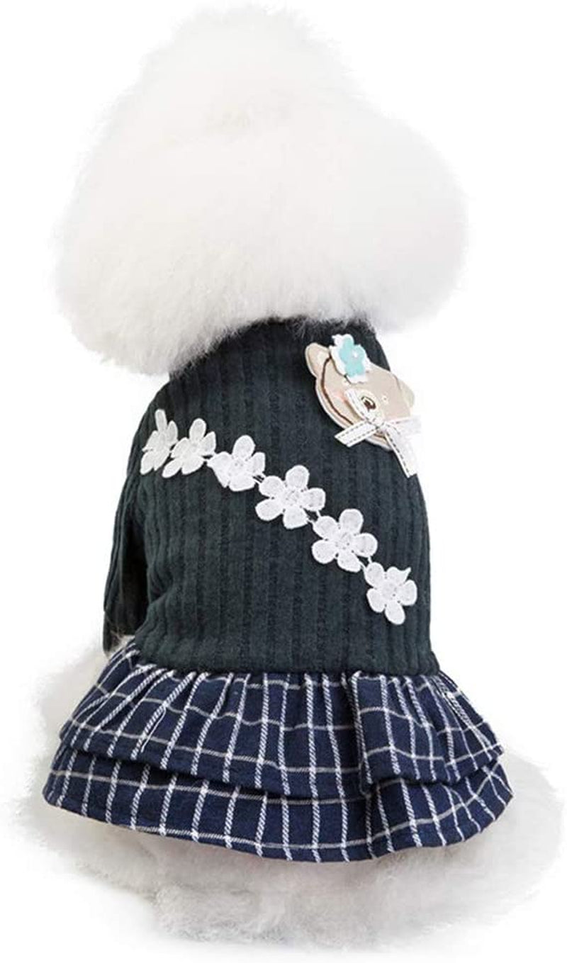 Rayminsino Pet Woolen Clothes, Princess Skirt, Flower Plaid Sweater, Two-Legged Warm Clothes, Cotton Jacket, Suitable for Puppies, Medium Dogs, Cats Animals & Pet Supplies > Pet Supplies > Dog Supplies > Dog Apparel RayMinsino   