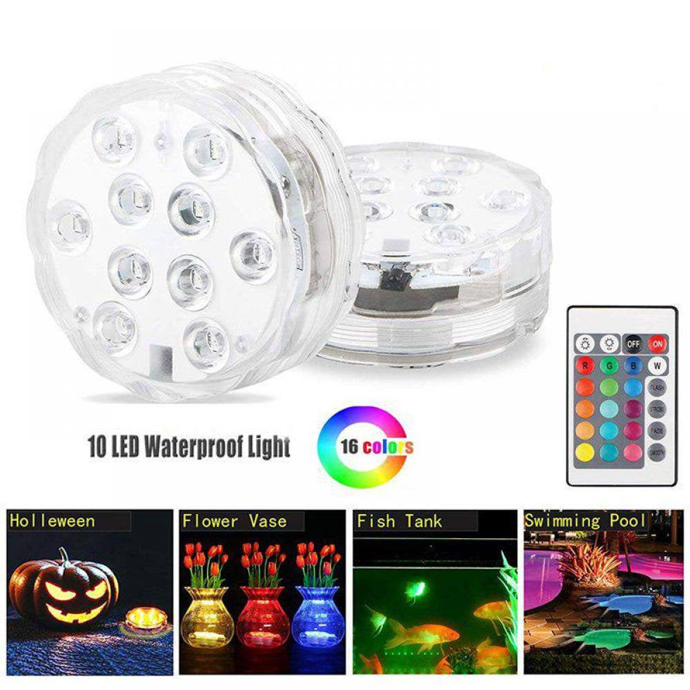 Summark Submersible LED Lights with Remote, Waterproof Underwater Led Lights [Battery Operated] Decoration Light for Aquarium, Hot Tub, Pond, Pool, Base, Vase, Garden, Wedding, Party