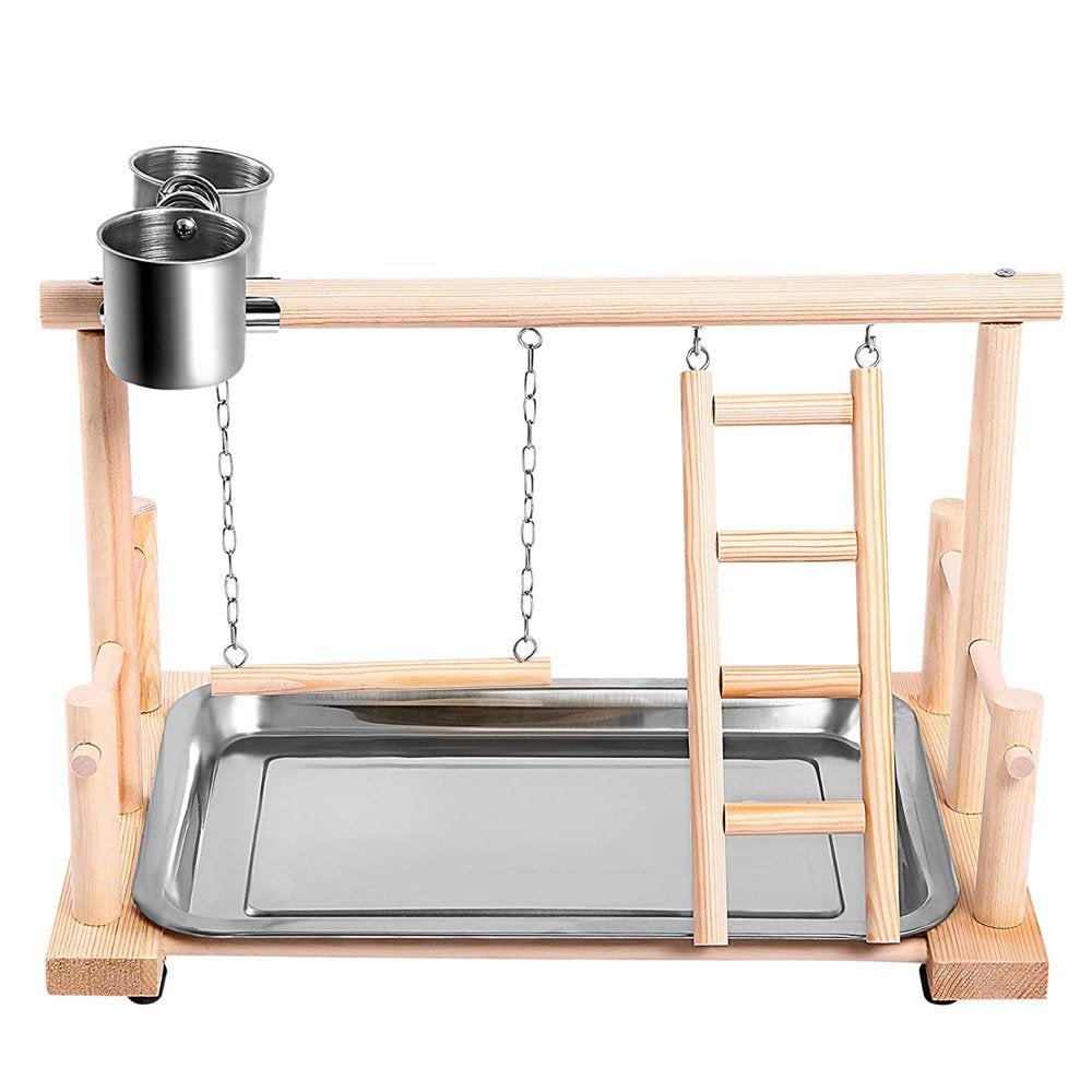 Tiabiaya Parrot Playpen Bird Perch Playstand Parrot Playground Gym Wood Ladder Swing Climbing Animals & Pet Supplies > Pet Supplies > Bird Supplies > Bird Gyms & Playstands Tiabiaya   