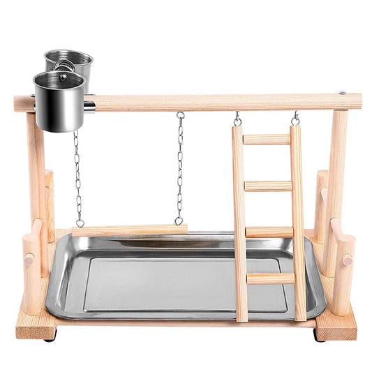 Parrot Playpen Bird Perch Playstand Parrot Playground Gym Wood Ladder Swing Climbing Animals & Pet Supplies > Pet Supplies > Bird Supplies > Bird Gyms & Playstands OPLLER   