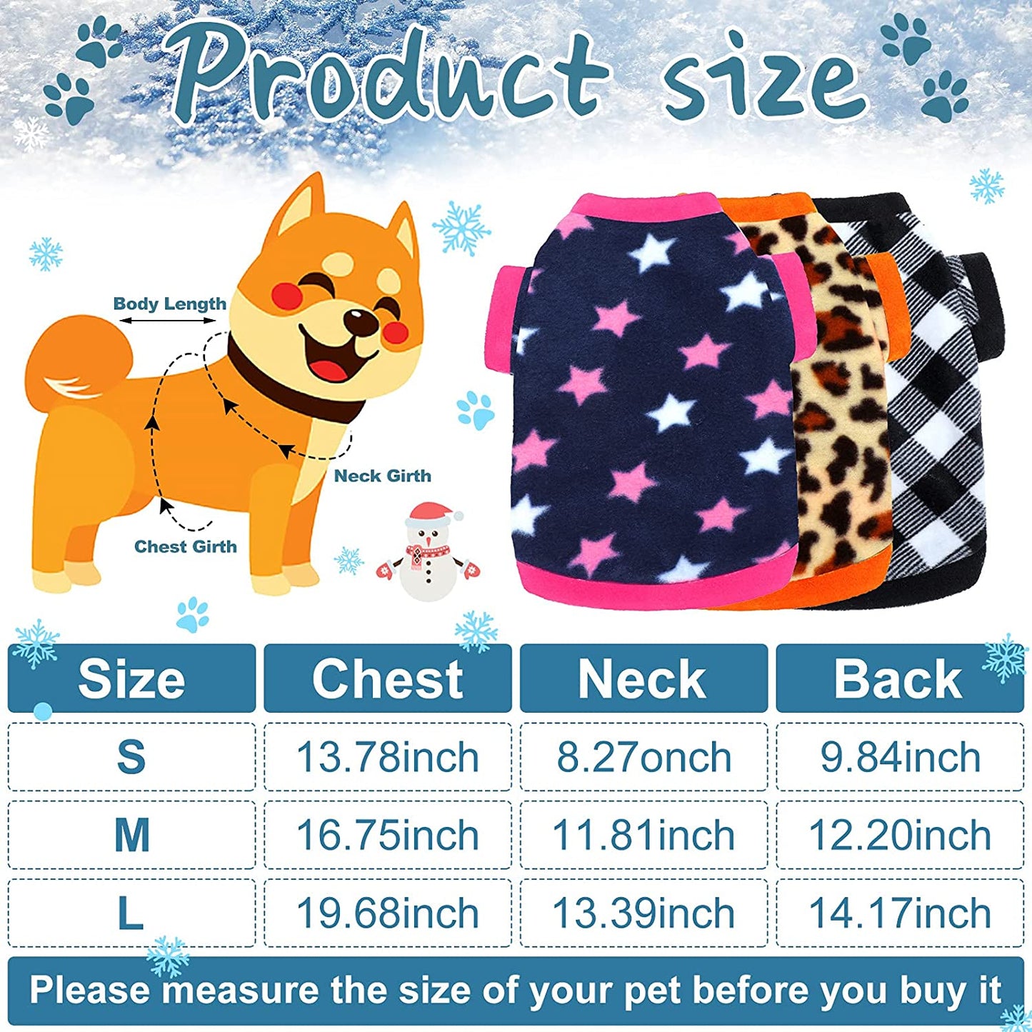 3 Pieces Winter Dog Clothes Warm Dog Shirts Soft Fleece Puppy Clothes Colorful Thickening Dog Pajamas Winter Outfits Dog Sweater for Small Pets Dog Cat Chihuahua Teddy, S Animals & Pet Supplies > Pet Supplies > Dog Supplies > Dog Apparel Xuniea   