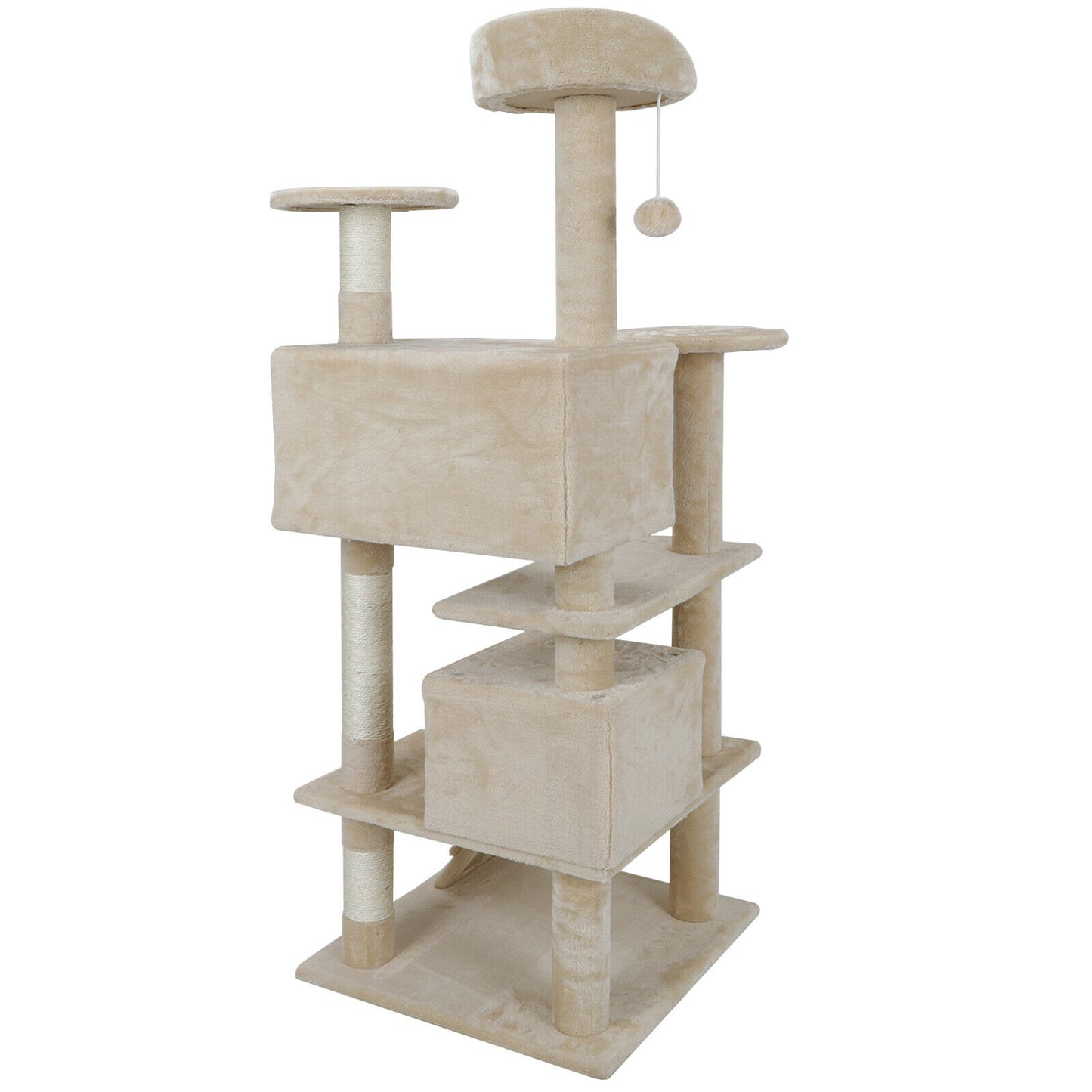 Multi-Level 53" Cat Tree Tower Stand House Furniture with Scratching Board Kitty Pet Play Town