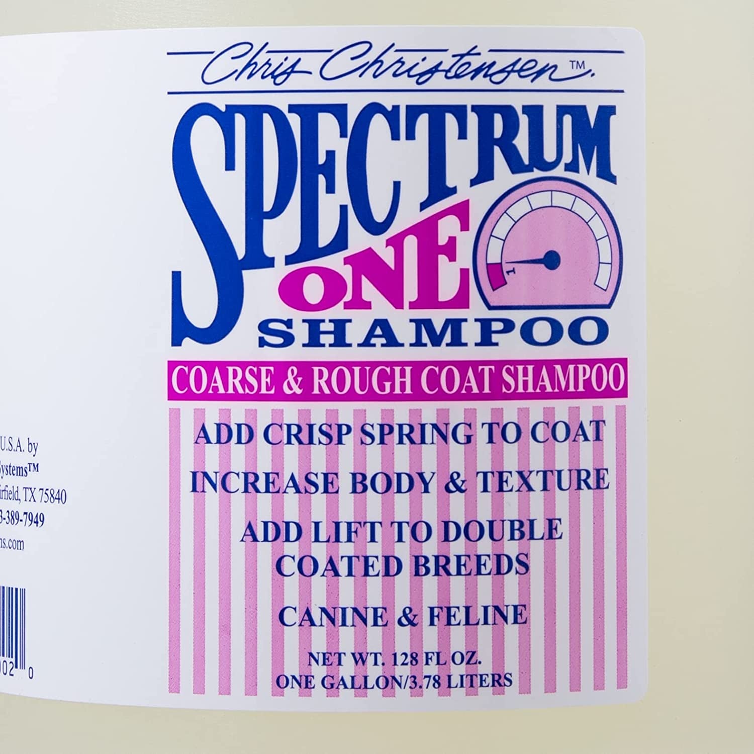 Chris Christensen Spectrum One Dog Shampoo, Coarse and Rough Coat, Groom like a Professional, Repairs and Protects, Maintains Inner Cortex Hydration, Made in the USA, 128 Oz Animals & Pet Supplies > Pet Supplies > Dog Supplies > Dog Apparel Pedigree Supplies, Inc. T/A Cherrybrook   