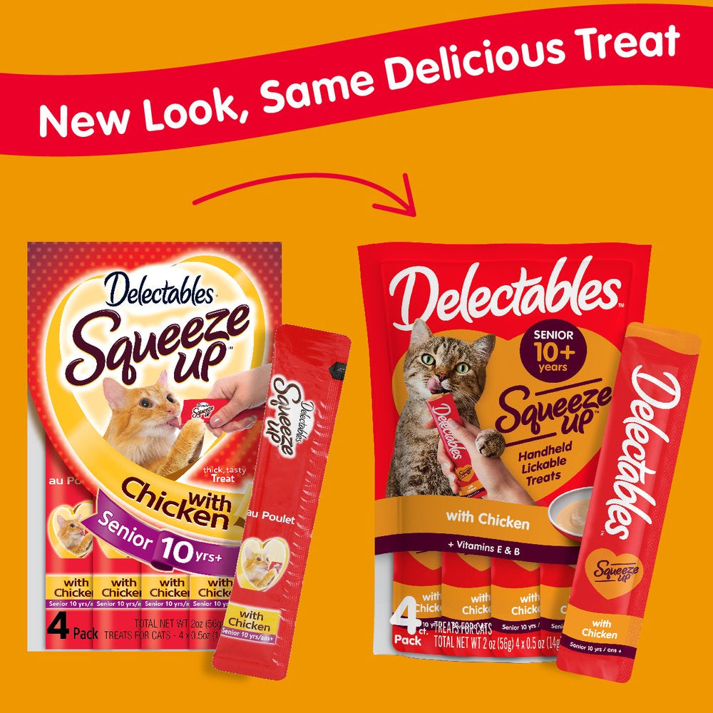 Hartz Delectables Squeeze up Lickable Wet Cat Treats, Chicken Senior 10+ Years, 4 Pack Animals & Pet Supplies > Pet Supplies > Cat Supplies > Cat Treats Hartz Mountain Corp   