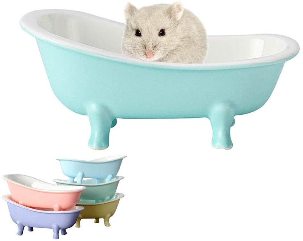 Small Animal Hamster Bed, Ice Bathtub Accessories Cage Toys, Ceramic Relax Habitat House, Sleep Pad Nest for Hamster, Food Bowl for Guinea Pigs/Squirrel/Chinchilla（Sky Blue） Animals & Pet Supplies > Pet Supplies > Small Animal Supplies > Small Animal Habitats & Cages Groupnineet Mint Green  