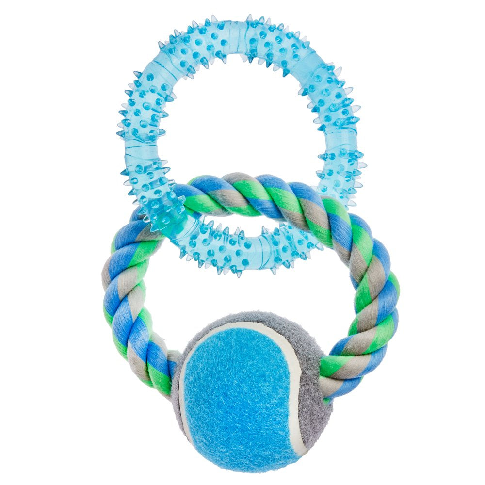 Vibrant Life Chomp & Tug Buddy TPR & Rope Ring Interactive Dog Chew Toy, Small Animals & Pet Supplies > Pet Supplies > Dog Supplies > Dog Toys Stout Stuff LLC   