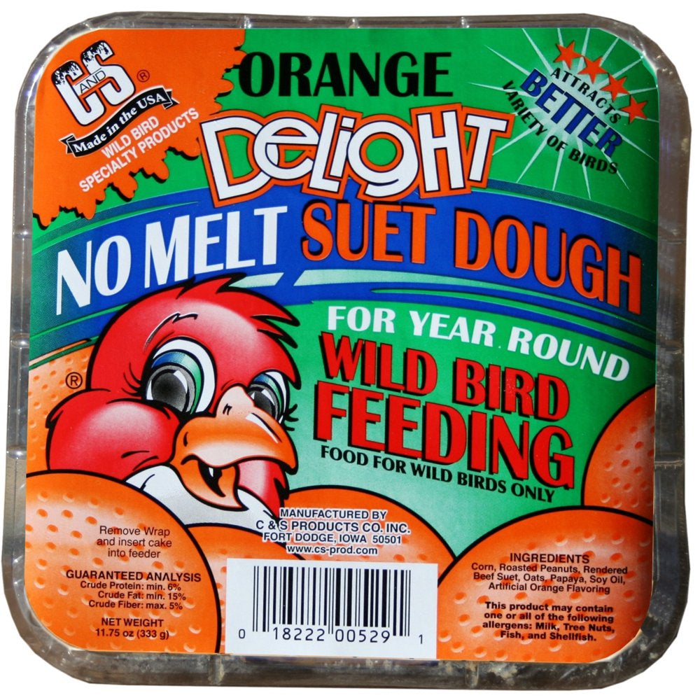 C&S Orange Delight No-Melt Suet Dough, 11.75 Oz, Wild Bird Food Animals & Pet Supplies > Pet Supplies > Bird Supplies > Bird Food Central Garden and Pet   