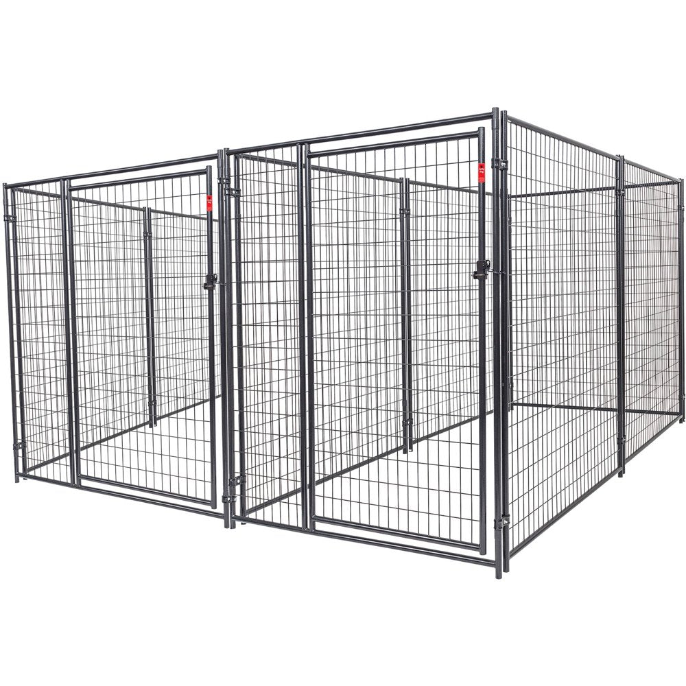 Lucky Dog Heavy Duty Outdoor Dog Kennel, 2-Run, Black, 10'L X 10'W X 6'H Animals & Pet Supplies > Pet Supplies > Dog Supplies > Dog Kennels & Runs Jewett Cameron Company   