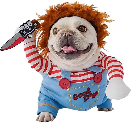 Pet Deadly Doll Dog Costume, Cute Dog Cosplay Halloween Christmas Funny Costume Dog Clothes Party Costume for Small Medium and Large Dogs (Small)