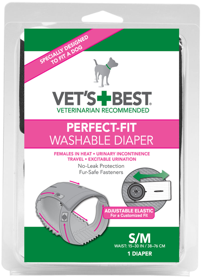 Vet'S Best Perfect Fit Washable Female Dog Diaper, S/M, 1 Ct Animals & Pet Supplies > Pet Supplies > Dog Supplies > Dog Diaper Pads & Liners Vet's Best   