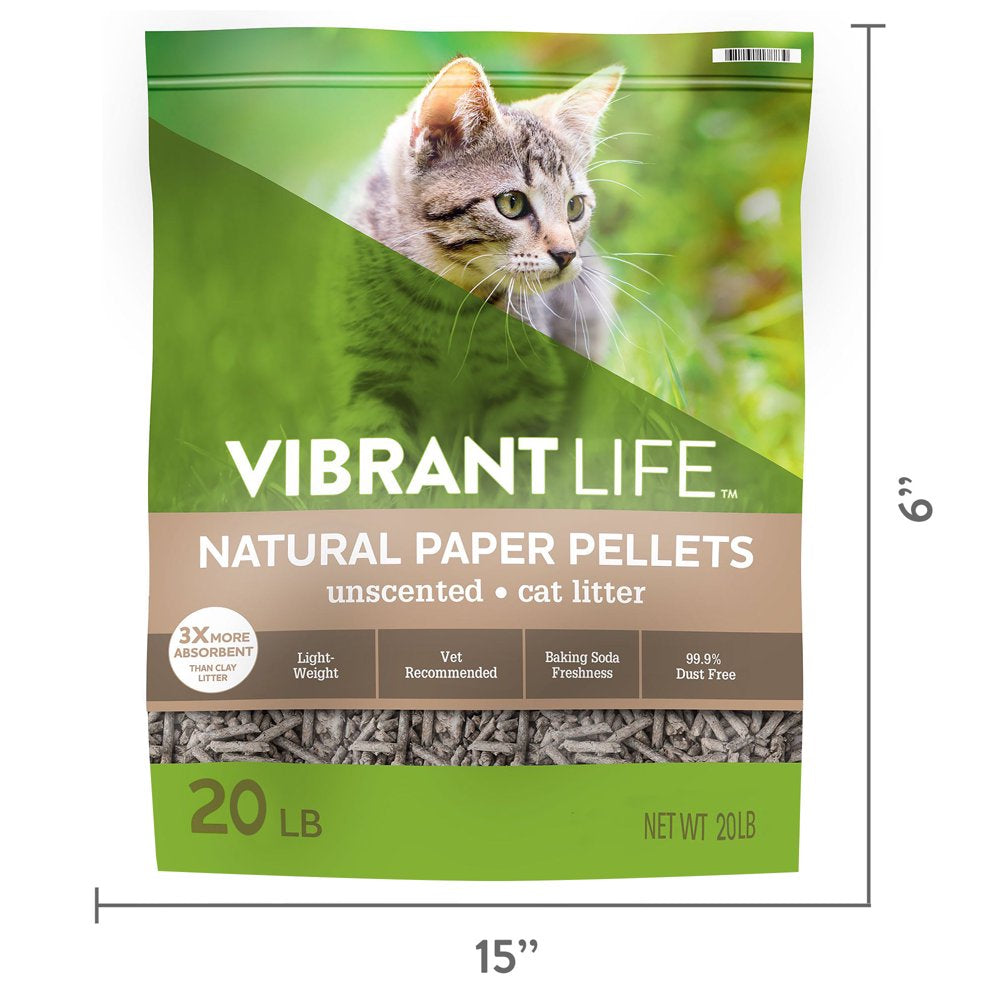 Vibrant Life Natural Paper Pellets Cat Litter, Unscented, 20 Lb Animals & Pet Supplies > Pet Supplies > Cat Supplies > Cat Litter B.P.V. Environmental   