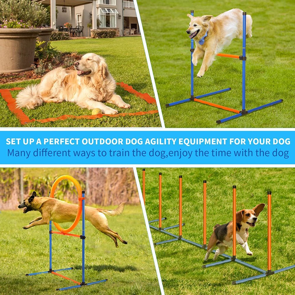 Bsyang Dog Agility Training Equipment, Dog Obstacle Course Training Starter Kit - Pet Outdoor Games with Tunnel, Weave Poles, Adjustable Hurdle, Jump Ring, Pause Box, Toys and Carrying Bag Animals & Pet Supplies > Pet Supplies > Dog Supplies > Dog Treadmills Bsyang   