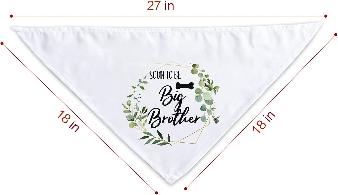 YHTWIN Soon to Be Big Brother White Wreath Pattern Pet Dog Triangle Scarf Bandanas Bibs, Gender Revealing Photo Props Accessories, Pet Dog Lovers Gifts Animals & Pet Supplies > Pet Supplies > Dog Supplies > Dog Apparel YHTWIN   