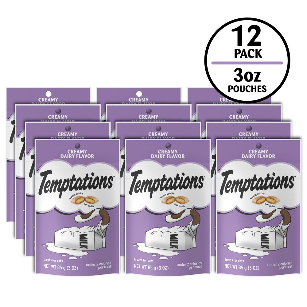 TEMPTATIONS Classic Crunchy and Soft Cat Treats Creamy Dairy Flavor, 3 Oz. Pouch Animals & Pet Supplies > Pet Supplies > Cat Supplies > Cat Treats Mars Petcare   