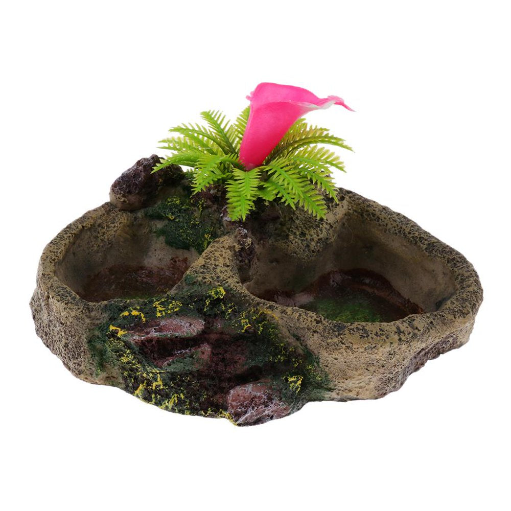 Reptile Feeding Dish, Resin Turtle Food Bowl Also Fit for Bath Aquarium Habitat for S Amphibians - 2 Types Optional 008 Animals & Pet Supplies > Pet Supplies > Reptile & Amphibian Supplies > Reptile & Amphibian Food FITYLE   