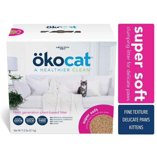 Okocat Premium Super Soft Clumping Natural Wood Cat Litter, Delicate Paws, Unscented,11.2 Lbs