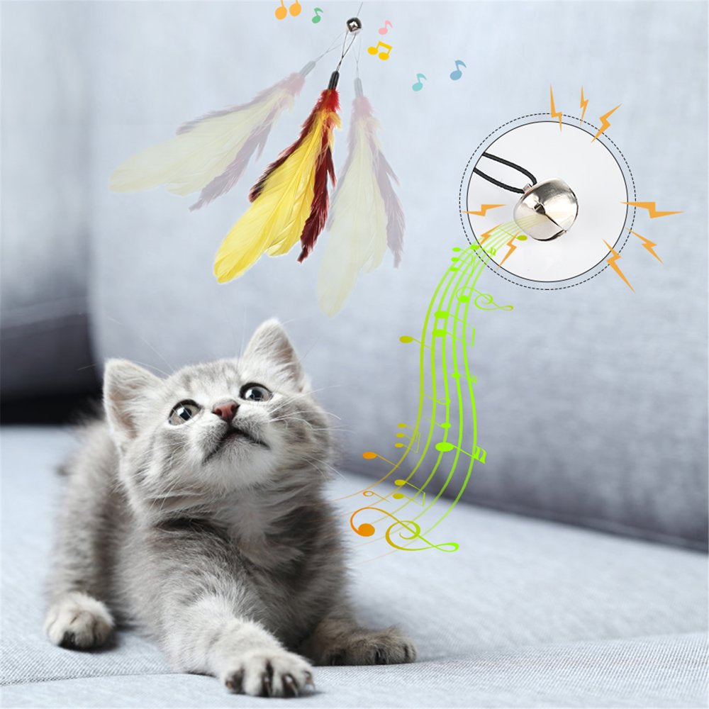 Cat Toys Interactive Cat Feather Wand, Kitten Toys Retractable Cat Wand Toy 10Pcs Natural Feather Teaser Replacements Telescopic Cat Fishing Pole Toy for Indoor Kitty Old Cat Exercise Animals & Pet Supplies > Pet Supplies > Cat Supplies > Cat Toys Ms.Dear   