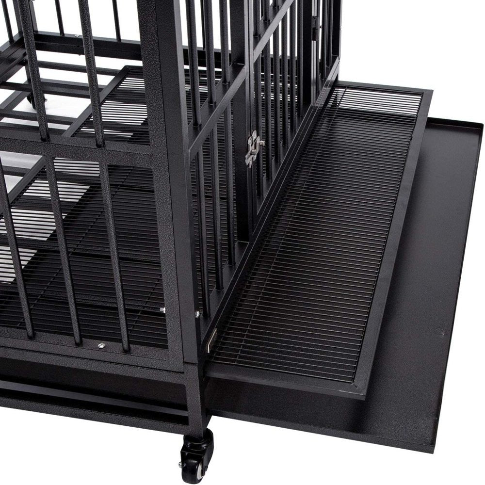 Jaydayon 42 Heavy Duty Dog Crate Dog Kennel Dog Cage Playpen for Medium or Large Dogs Pets Silver Steel XL Animals & Pet Supplies > Pet Supplies > Dog Supplies > Dog Kennels & Runs JayDAYon   