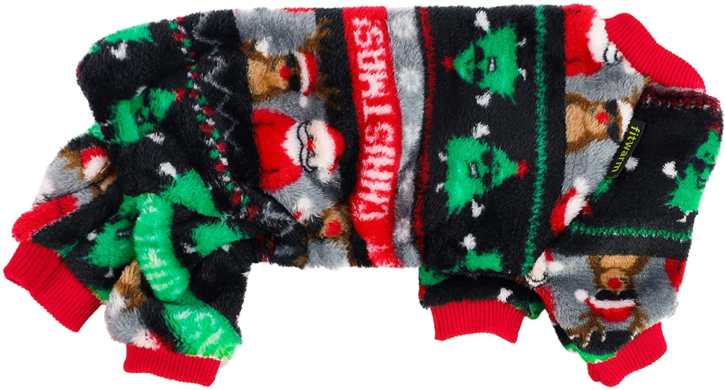 Fitwarm Glasses Reindeer Dog Christmas Outfit Holiday Dog Pajamas Thick Velvet Doggie Coat Puppy Winter Sweater Doggy Soft PJS Pet Cold Weather Clothes Cat Jumpsuits Black Large Animals & Pet Supplies > Pet Supplies > Dog Supplies > Dog Apparel Fitwarm   