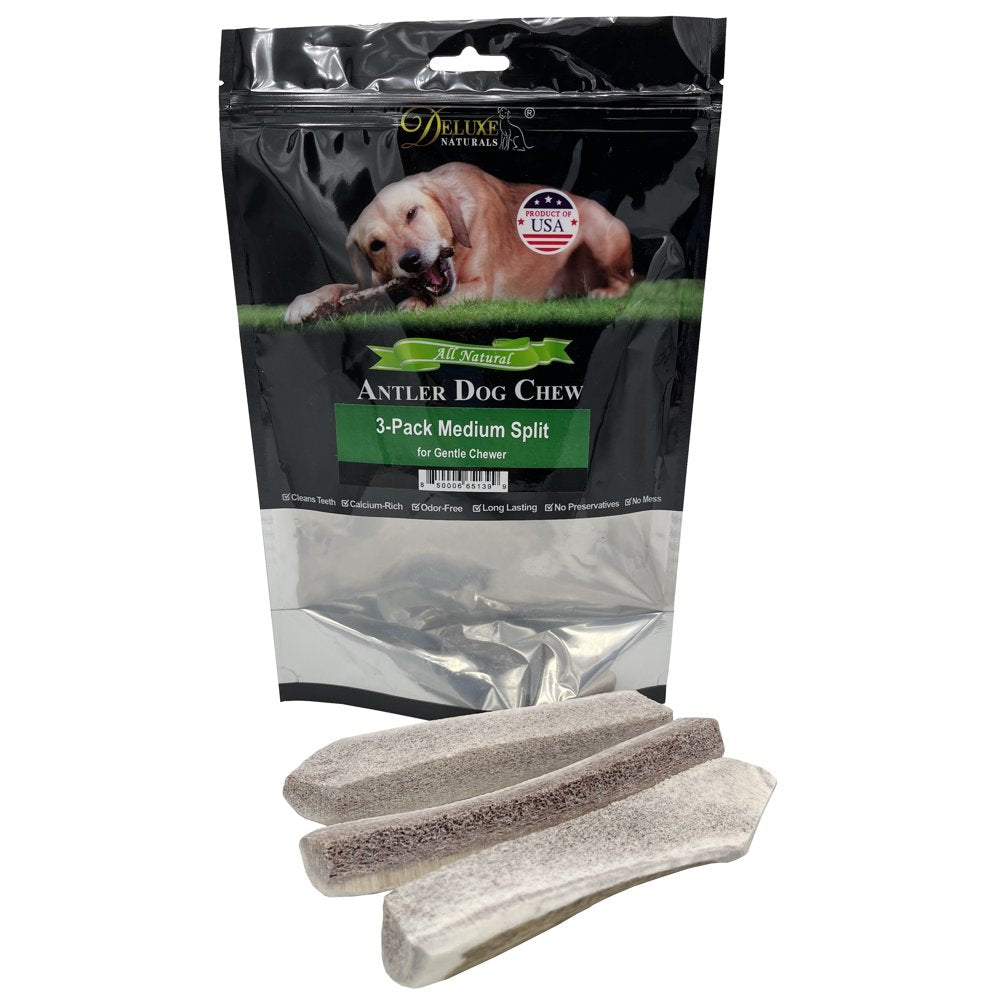 Deluxe Naturals Elk Antler Dog Chew 6-Pack, Medium Split Antlers Animals & Pet Supplies > Pet Supplies > Dog Supplies > Dog Toys Deluxe Naturals Split M 3