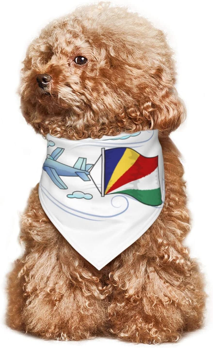 Airplane with Flag Seychelles Pet Dog and Cat Decorative Triangle Scarf,Dog Bandana,Breathable and Stain Resistant. Animals & Pet Supplies > Pet Supplies > Dog Supplies > Dog Apparel ZALTAS   