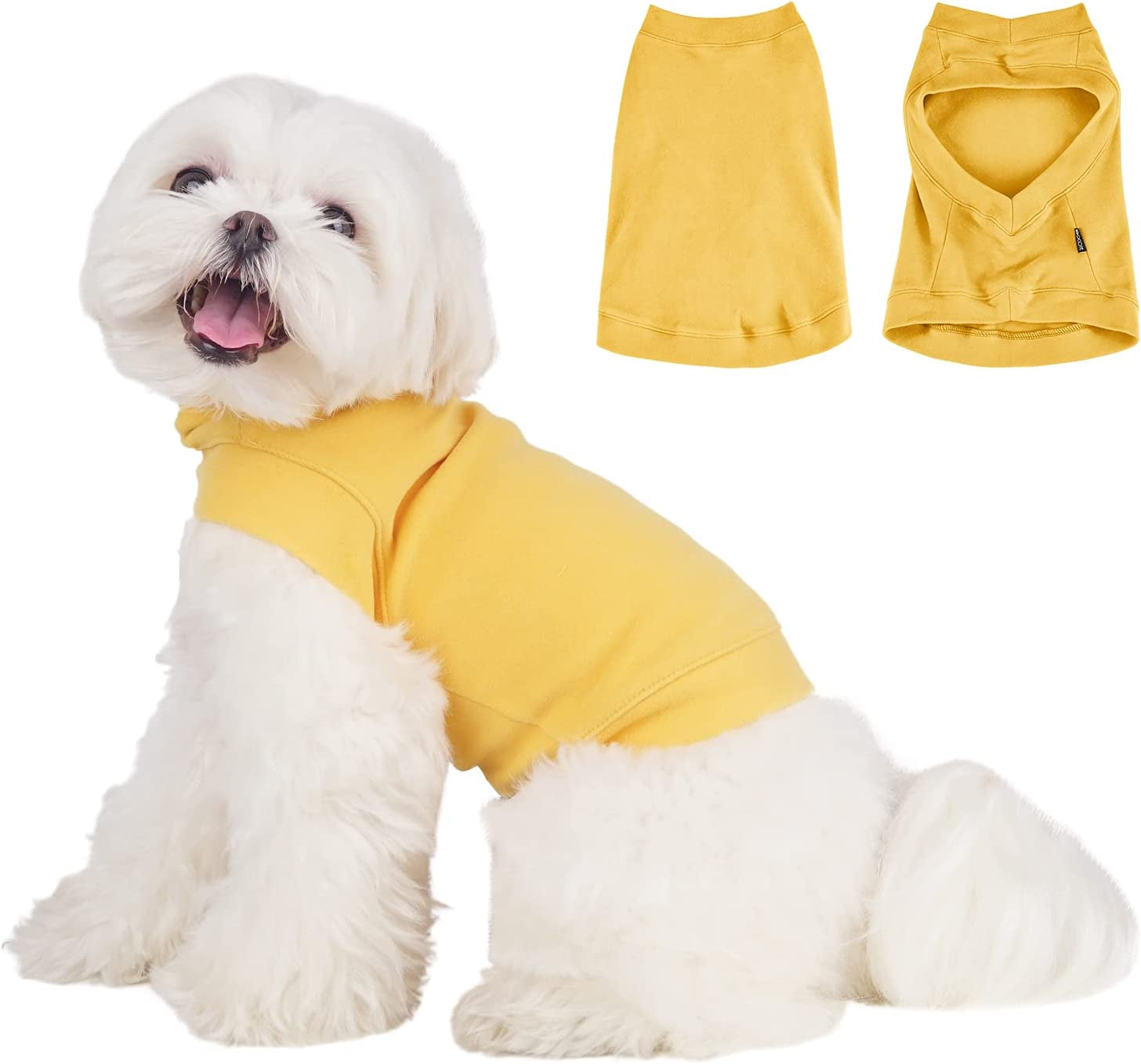 Soft Fleece Dog Sweatshirt - Warm Dog Sweaters for Small Medium Dogs Cats Cold Weather - Cat Sweater Pullover Stretchy Hoodie Easy on - Comfortable Dog Winter Clothes Pet Sweaters Vest for Doggie Animals & Pet Supplies > Pet Supplies > Dog Supplies > Dog Apparel Dociote Yellow L 