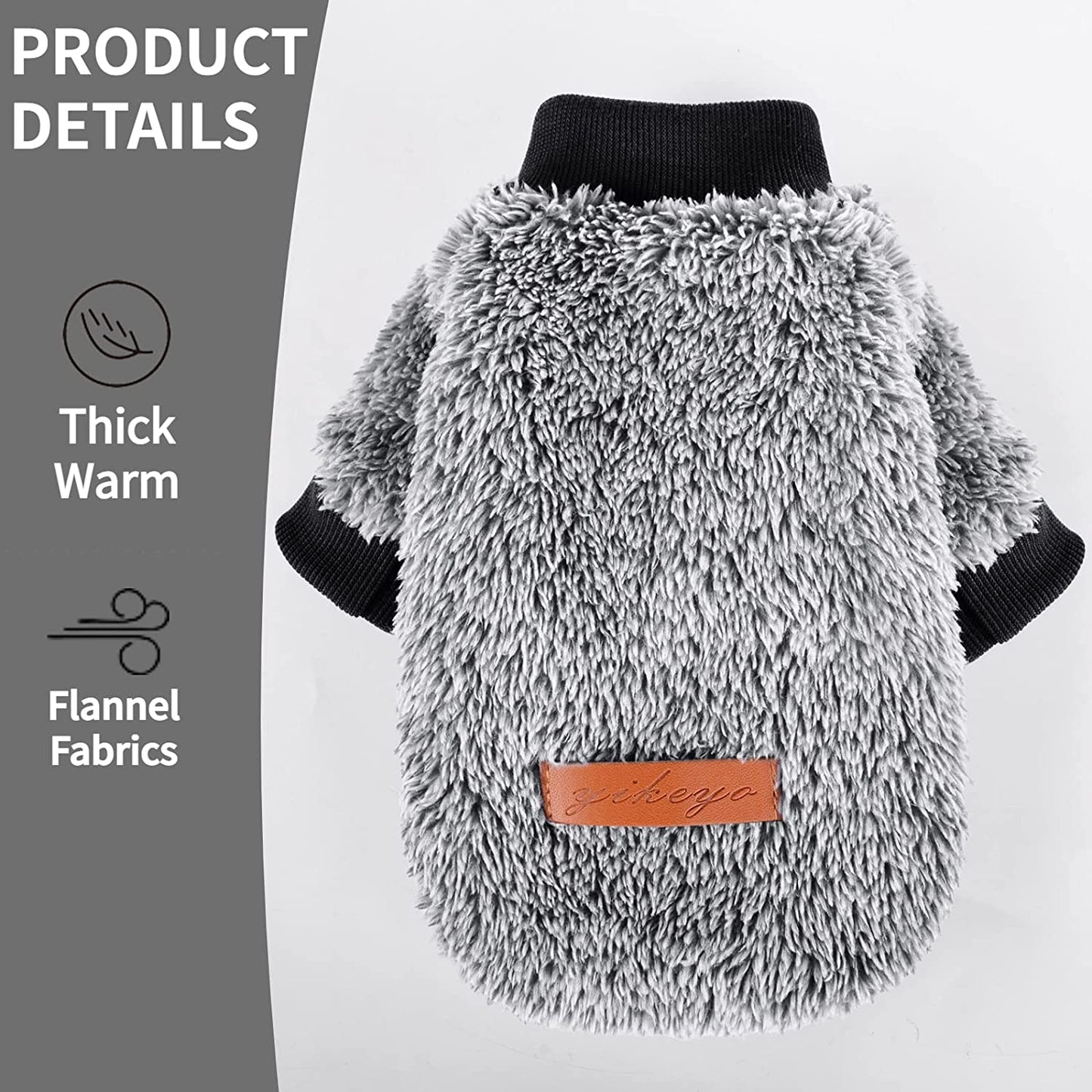 Yiikeyo Pet Dog Clothes Dog Sweater Soft Thickening Warm Pup Dogs Shirt Winter Puppy Sweater for Dogs (Small, Black) Animals & Pet Supplies > Pet Supplies > Dog Supplies > Dog Apparel Yikeyo   