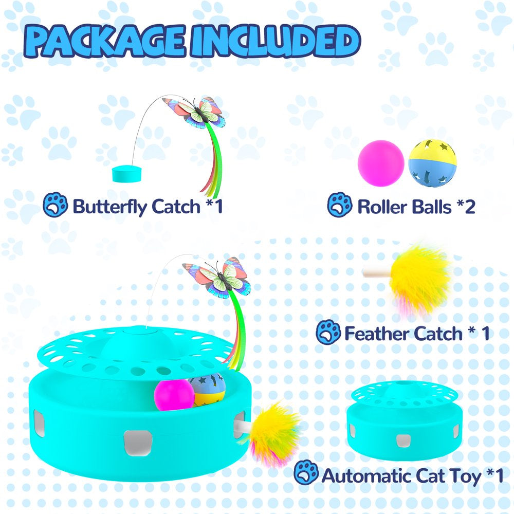 Lexvss 3-In-1 Interactive Cat Toys, Automatic Electronic Rotating Butterfly and Ambush Interactive Feather, 2 Ball Exercise Kitten Indoor Toy Teaser Animals & Pet Supplies > Pet Supplies > Cat Supplies > Cat Toys Lexvss   