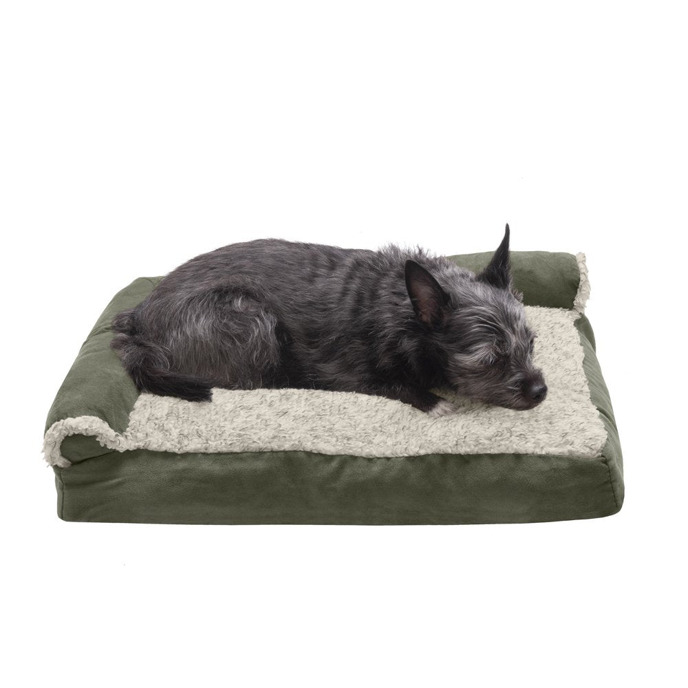 Furhaven Pet Products | Faux Fur & Suede Chaise Lounge Pillow Sofa-Style Pet Bed for Dogs & Cats, Espresso, Jumbo Animals & Pet Supplies > Pet Supplies > Cat Supplies > Cat Beds FurHaven Pet S Dark Sage 
