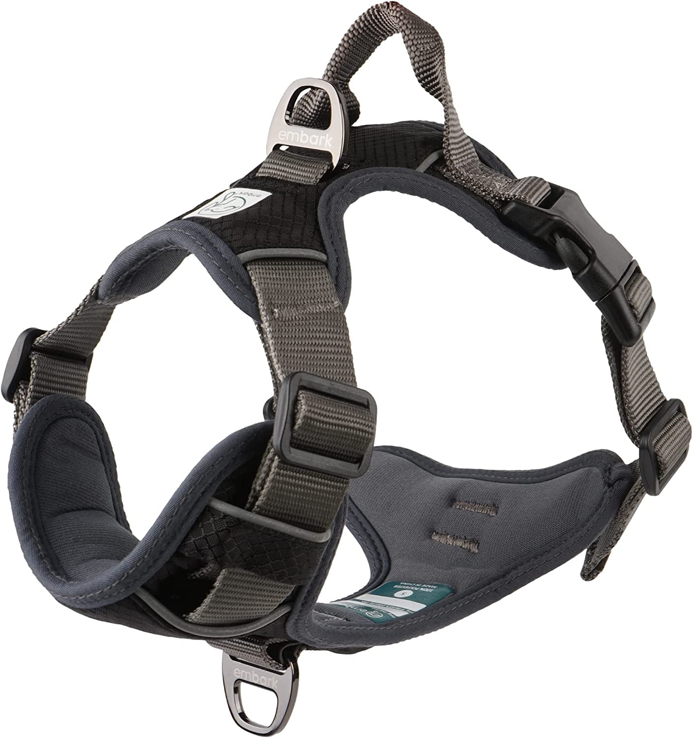 Embark Adventure Dog Harness, No Pull Dog Harness with 2 Leash Clips, Dog Harness for Medium Dogs No Pull. Front & Back with Control Handle, Adjustable Blue Dog Vest, Soft & Padded for Comfort Animals & Pet Supplies > Pet Supplies > Dog Supplies > Dog Apparel Embark Pets Black XL 