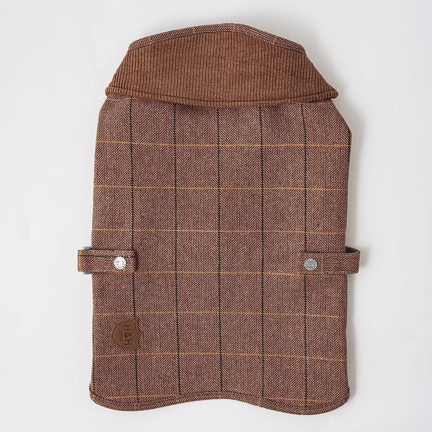 HUGO & HUDSON Dog Fleece Jacket - Clothing & Accessories for Dogs Winter Coats & Jackets with Adjustable Strap - Caramel Checked Herringbone Tweed - S Animals & Pet Supplies > Pet Supplies > Dog Supplies > Dog Apparel Hugo & Hudson   