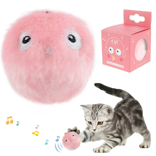 JTWEEN Fluffy Plush Cat Toy Balls Interactive Chirping Balls with 3 Lifelike Animal Chirping Sounds Frog Cricket Bird Kitten Refillable Catnip Toys Cat Kicker Toys for Indoor Cats Exercise