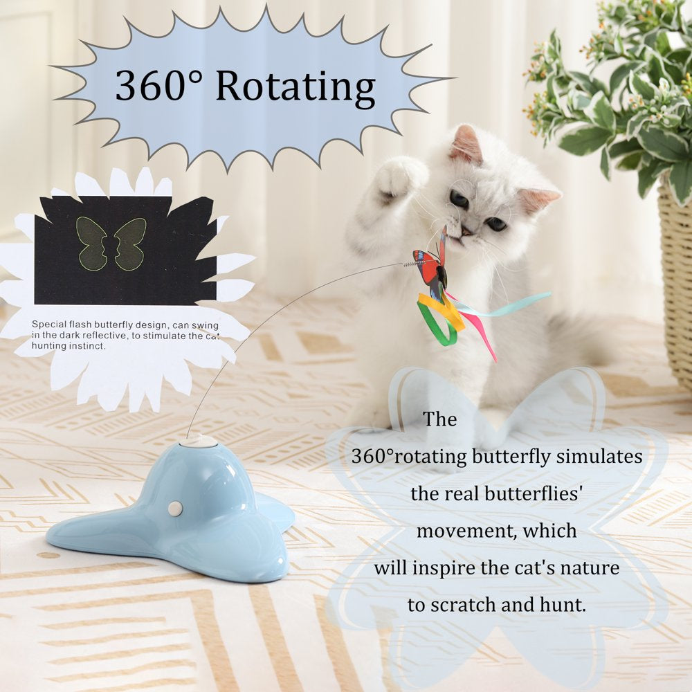 Suhaco Cat Toys, Interactive Butterfly Cat Toy,Kitten Toys for Indoor Cats, Electric Rotating Teaser Butterfly for Kittens, Automatic Self Playing Kitten Toy (Blue) Animals & Pet Supplies > Pet Supplies > Cat Supplies > Cat Toys Suhaco   