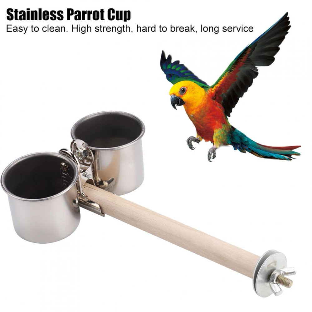 Stainless Cup with Clip and Cage Stand Bird Clip Cups, Bird Water Cups, Indoor for Bird for Outdoor for Starling Cockatiels Animals & Pet Supplies > Pet Supplies > Bird Supplies > Bird Cages & Stands Crtynell   