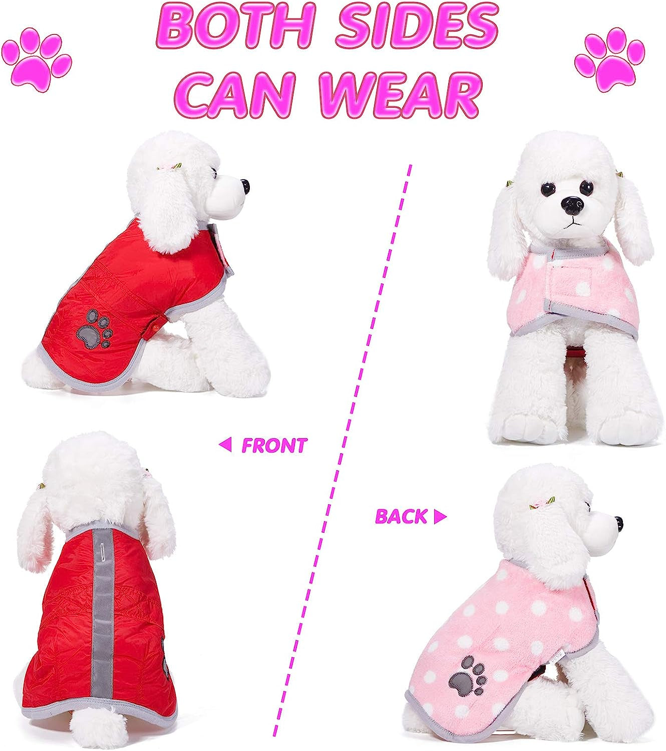 2 Pieces Winter Dog Coat Reflective Dog Jacket Fleece Lining Pet Vest Outfit Clothes Waterproof Windproof Cold Weather Jacket Warm Winter Dog Apparel for Small Dogs (S) Animals & Pet Supplies > Pet Supplies > Dog Supplies > Dog Apparel Geyoga   