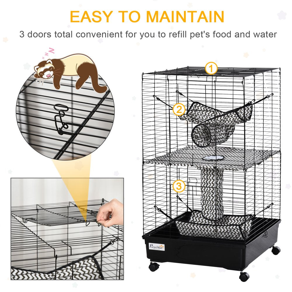 Andoer Small Animal Cage Habitat for Ferret with Wheels Hammocks Tunnels and 3 Doors - Black Animals & Pet Supplies > Pet Supplies > Small Animal Supplies > Small Animal Habitats & Cages Andoer   