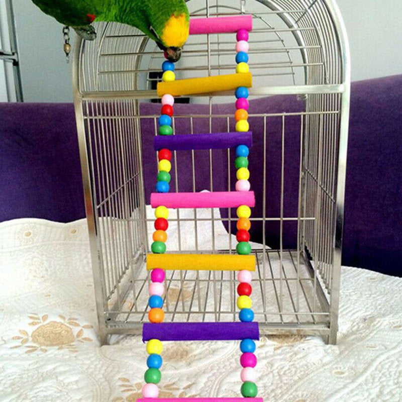 GYMNASTIKA Bird Pet Toy Ladder,Multicolor Ladder Bridge Budgie Parrot Climbing Bite Toy Parakeet Swing Bird Toy Animals & Pet Supplies > Pet Supplies > Bird Supplies > Bird Toys Bluelans   