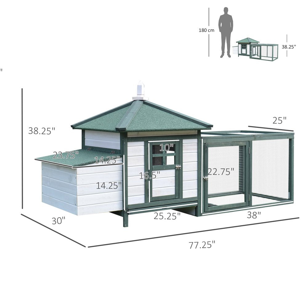 Pawhut 77'' Chicken Coop Small Animal Wooden Cage Habitat Backyard W/Nestbox Animals & Pet Supplies > Pet Supplies > Small Animal Supplies > Small Animal Habitats & Cages Aosom LLC   