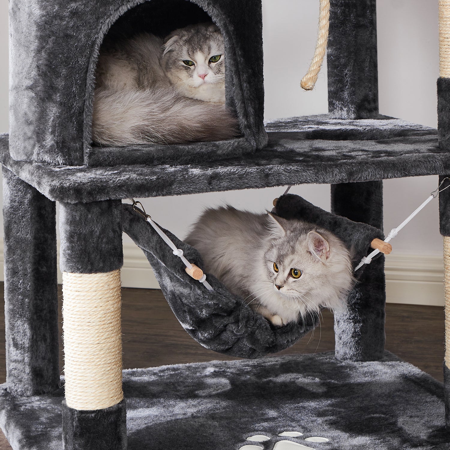 BEWISHOME Cat Tree Condo Furniture Kitten Activity Tower Pet Kitty Play House with Scratching Posts Perches Hammock MMJ01 Animals & Pet Supplies > Pet Supplies > Cat Supplies > Cat Furniture BEWISHOME   