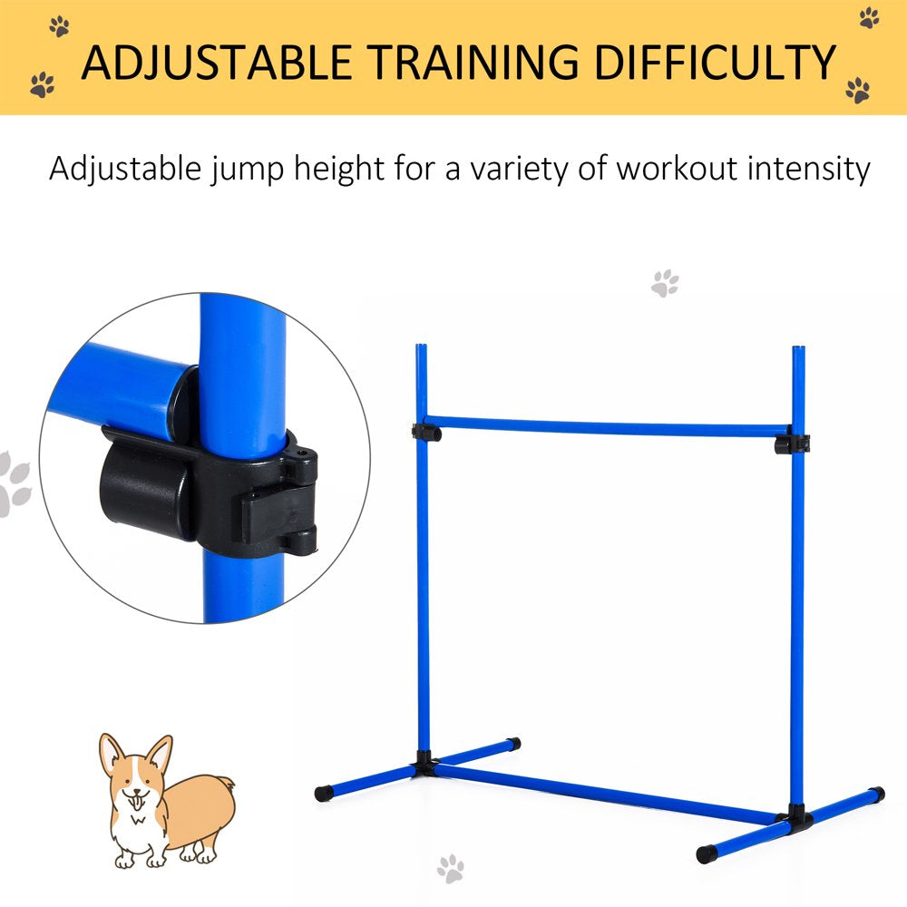 Pawhut 4 Piece Dog Agility Starter Kit with Adjustable Height Jump Bars, Blue