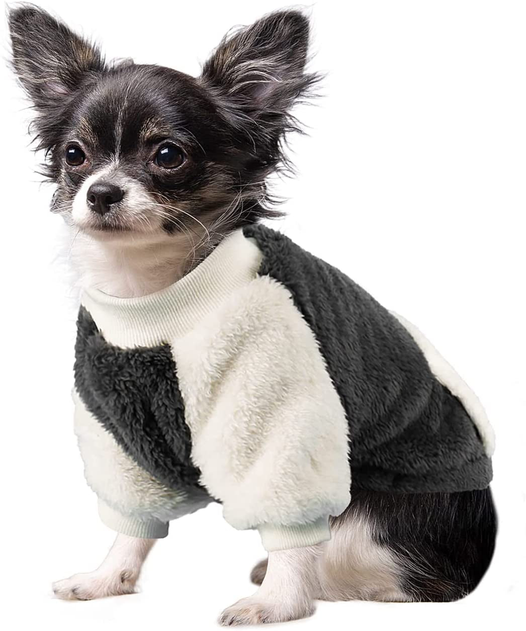 LESYPET Dog Sweaters for Small Dogs, Fleece Dog Sweater Small Dog Clothes Warm Puppy Coat Dog Pullover for Small Dogs Girl Boy, Grey Large Animals & Pet Supplies > Pet Supplies > Dog Supplies > Dog Apparel LESYPET Grey Medium 