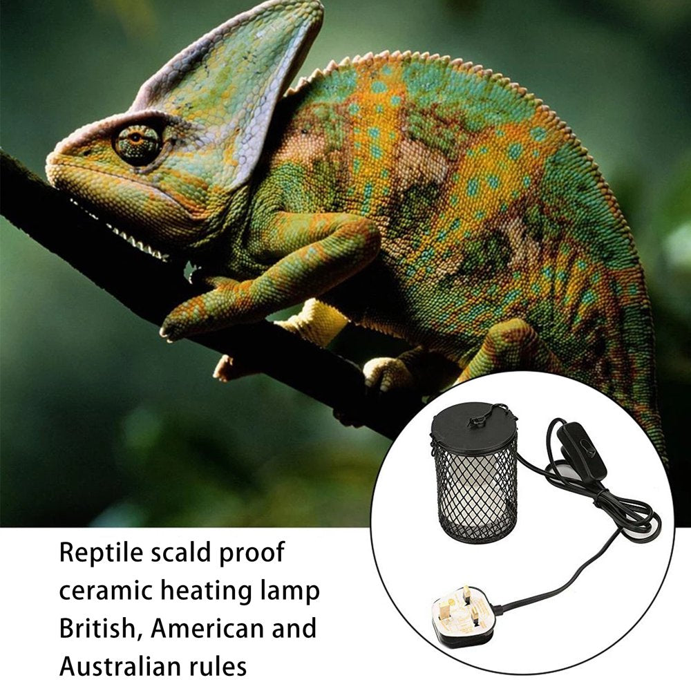 BOOBEAUTY Reptile Ceramic Heat Lamp Holder,Pet Heating Bulb Holder Lamp for Amphibian Snake Lizard Turtle with Switch Anti-Hot Cage  Boobeauty   